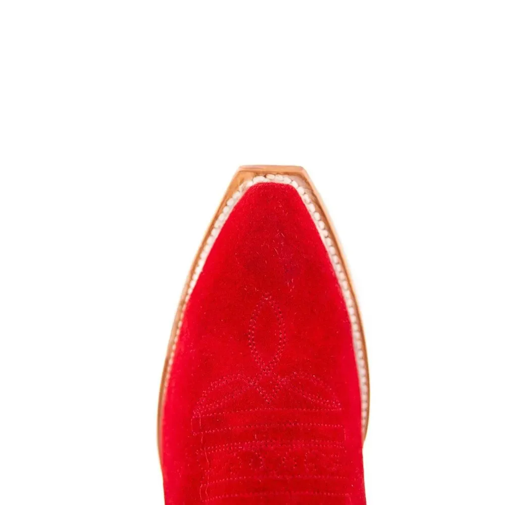 Rock’em Gia Valentina Red Suede Wide Calf Western Cowboy Boots Size 8.5 Tall Sha